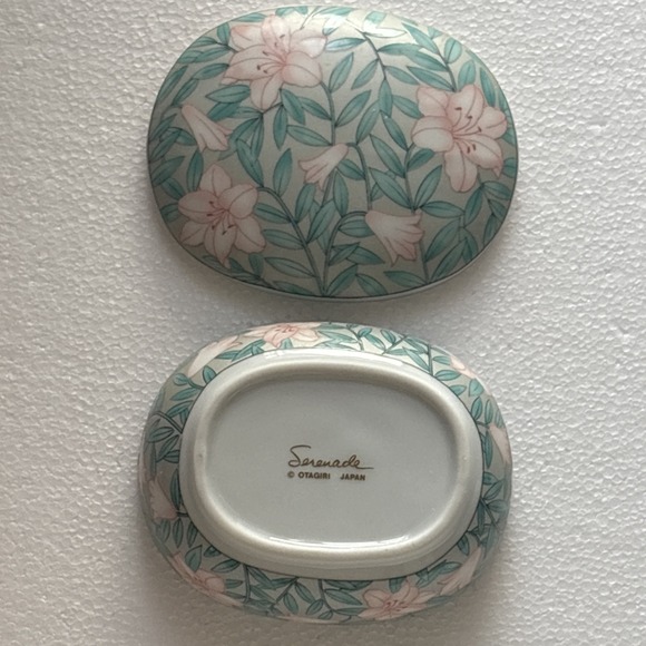 Serenade Otagiri Vintage Japan Oval Porcelain‎ Trinket Box with Lid - Picture 5 of 8